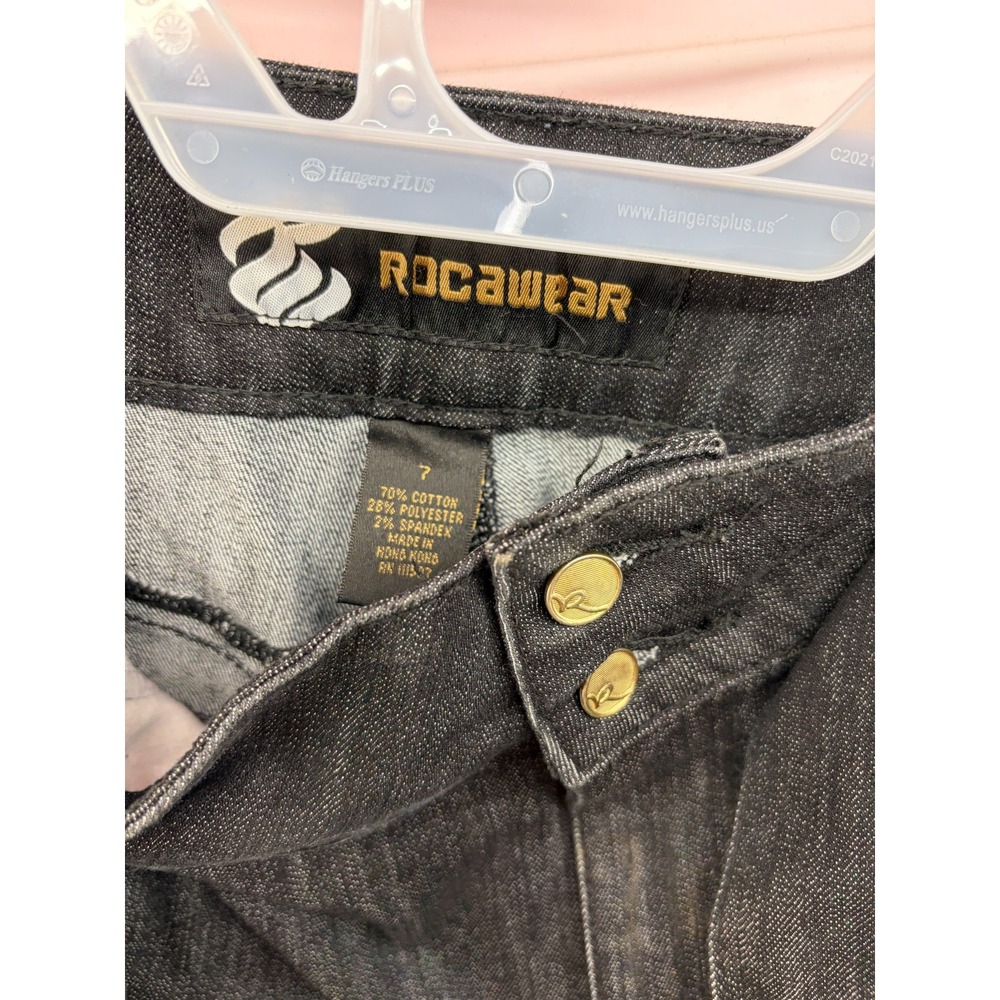 Roca Wear Vintage Jeans Women 7 Black Embroidered Pockets Y2K Streetwear Baggy - Picture 4 of 16